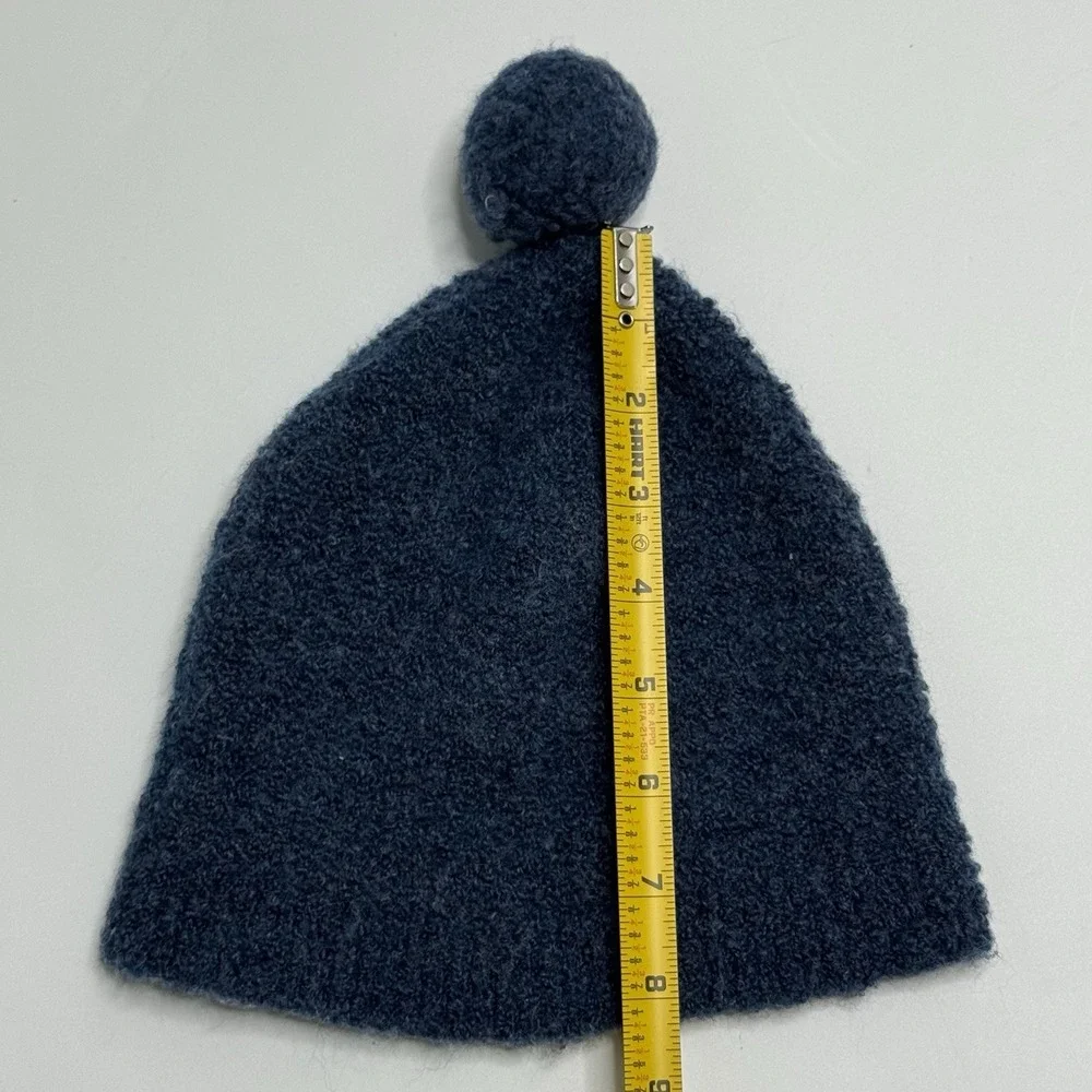 Everlane Bouclé Teddy Beanie Dark Blue Boucle Pom Pom YOUTH Size Winter Wool